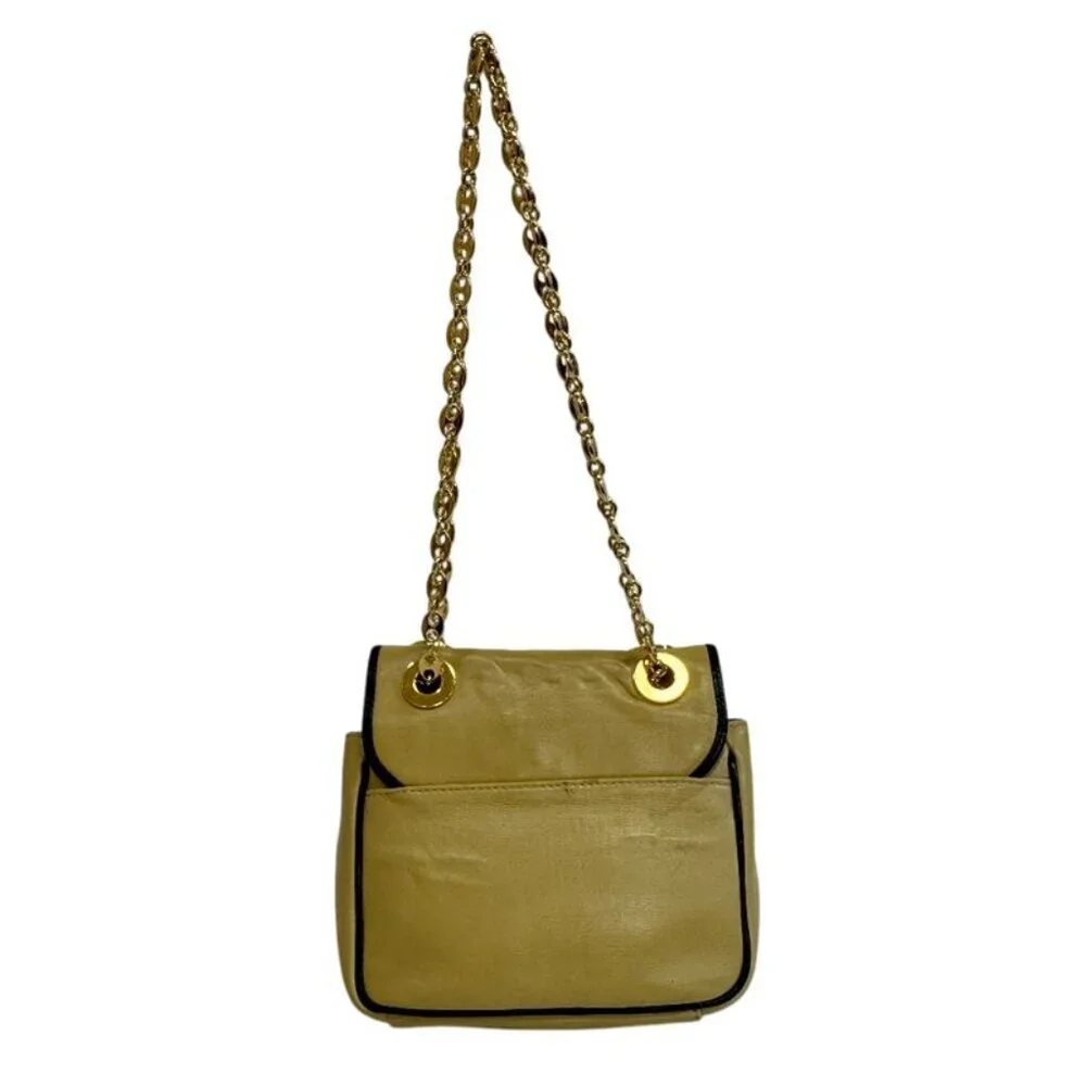 Gucci Chain Flap Interlocking Shoulder Bag Purse Beige Black - Picture 2 of 8